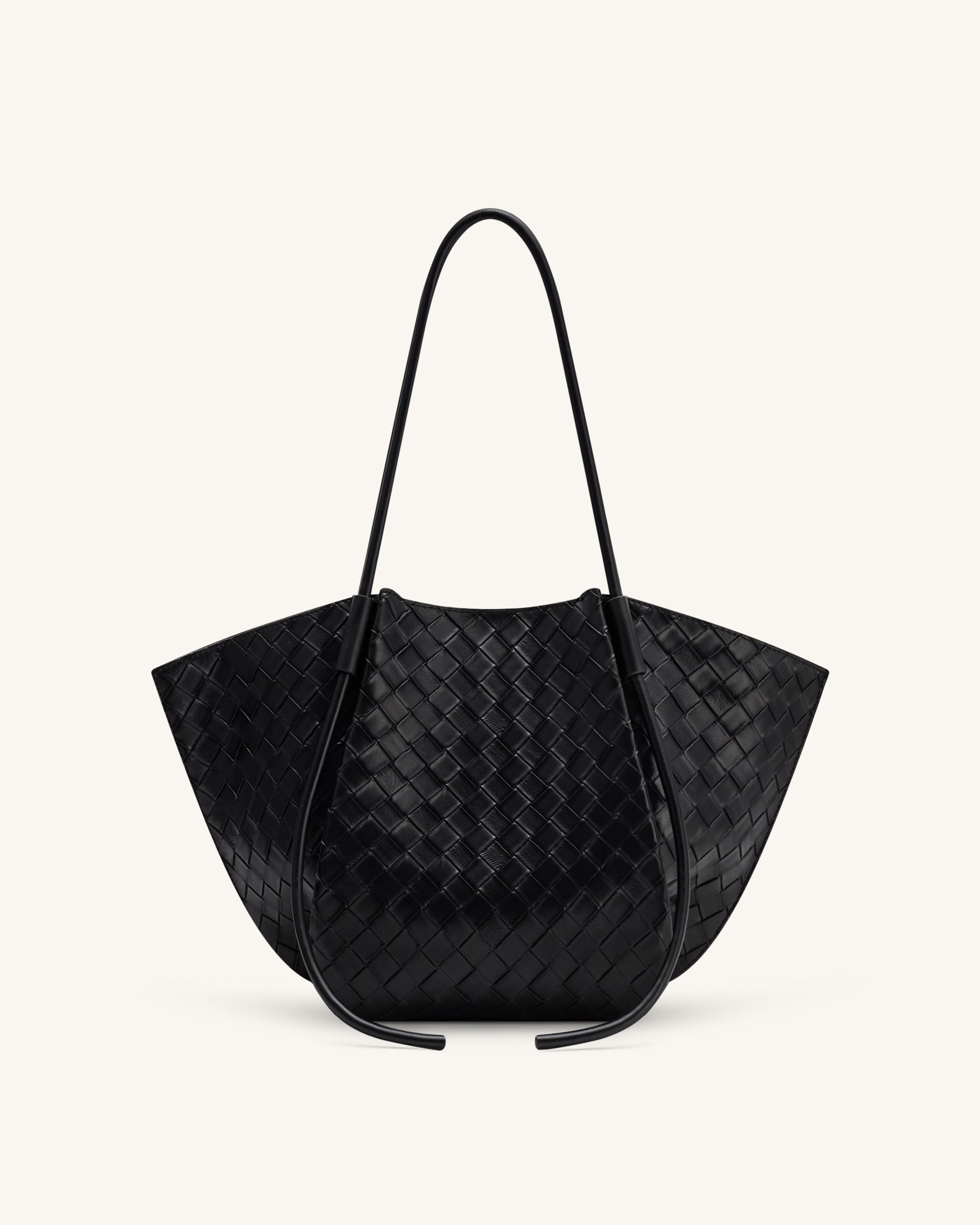 Nala Wide Weave Texture Tote Bag - Black - JW PEI UK