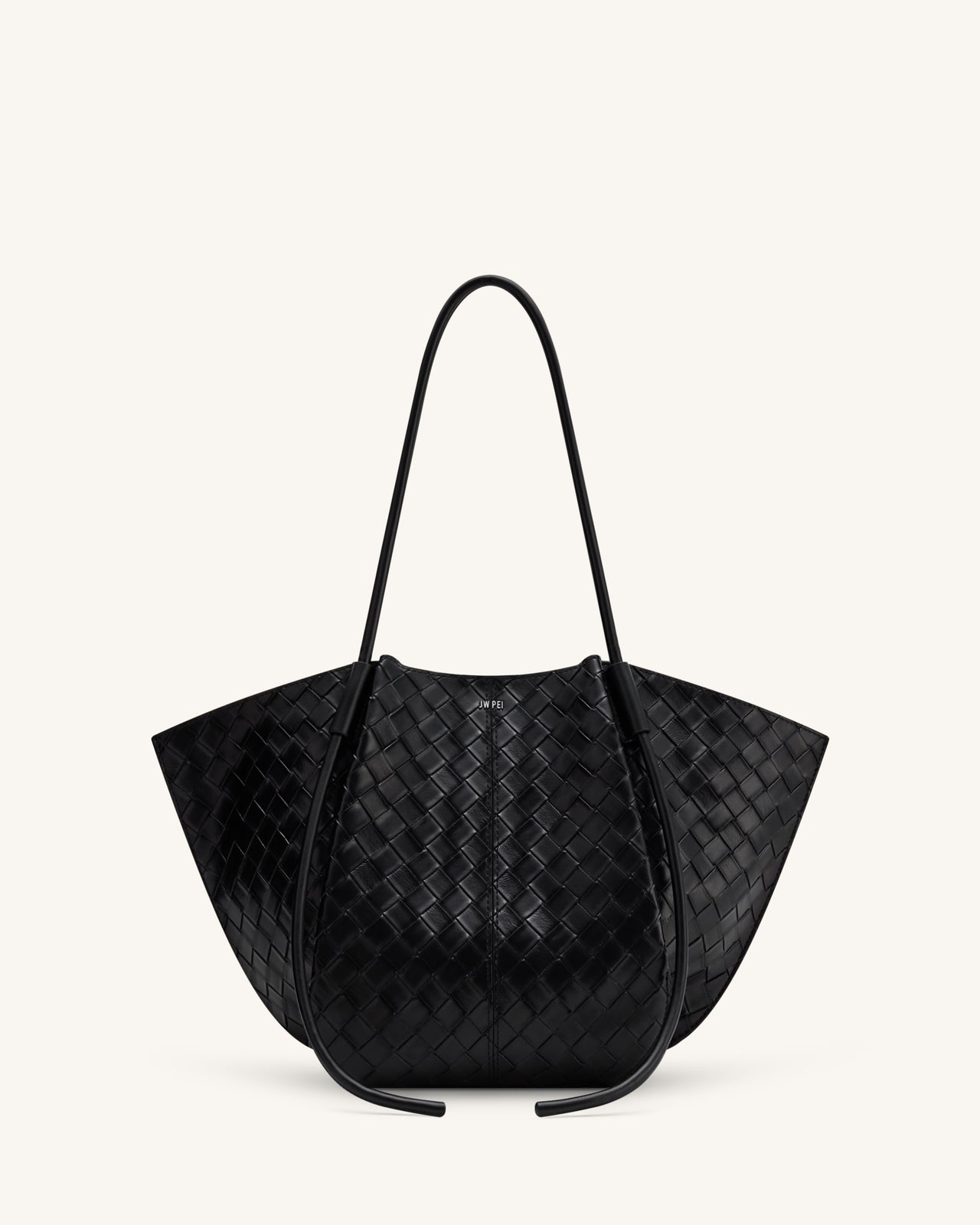 Nala Wide Weave Texture Tote Bag - Black