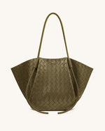 Nala Wide Weave Texture Tote Bag - Olive Green