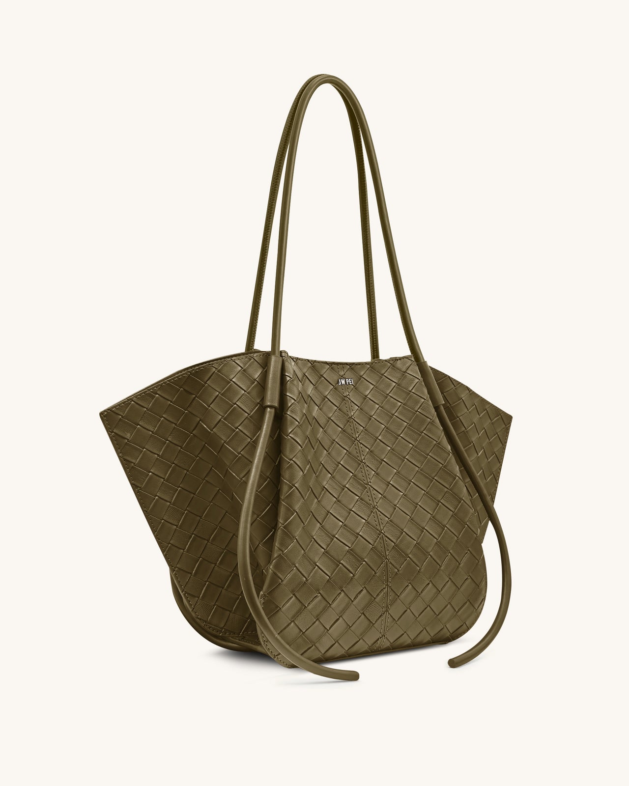 Nala Wide Weave Texture Tote Bag - Olive Green
