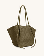 Nala Wide Weave Texture Tote Bag - Olive Green