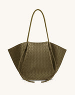 Nala Wide Weave Texture Tote Bag - Olive Green