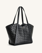Kiana Large Capacity Weave Texture Tote Bag - Black