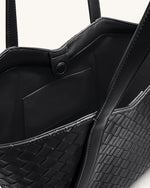 Kiana Large Capacity Weave Texture Tote Bag - Black