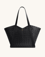 Kiana Large Capacity Weave Texture Tote Bag - Black