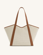 Kiana Large Capacity Tote Bag - Brown Canvas