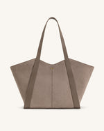 Kiana Large Capacity Faux Suede Tote Bag - Taupe