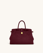 Saige Faux Suede Tote Bag - Burgundy