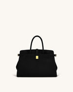 Saige Faux Suede Tote Bag - Black