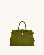 Saige Faux Suede Tote Bag - Olive Green