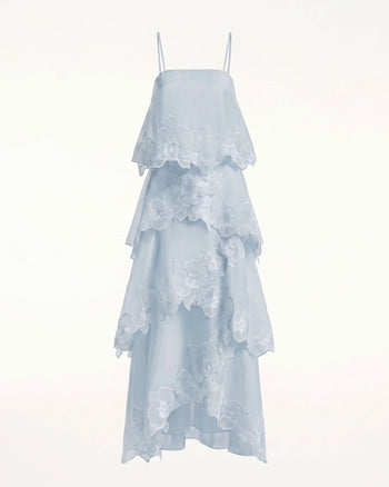 Orchid Embroidered Layered Maxi Dress - Light Blue