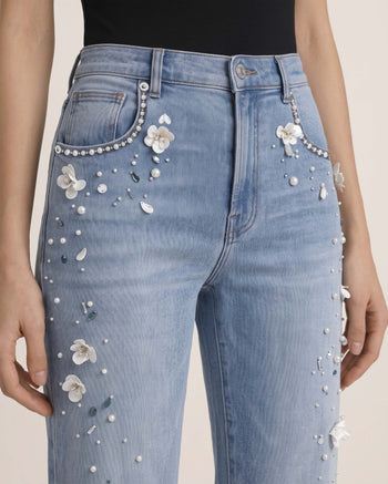 The Celestial Pearl Petal Straight Jeans - Pale Blue Eyes