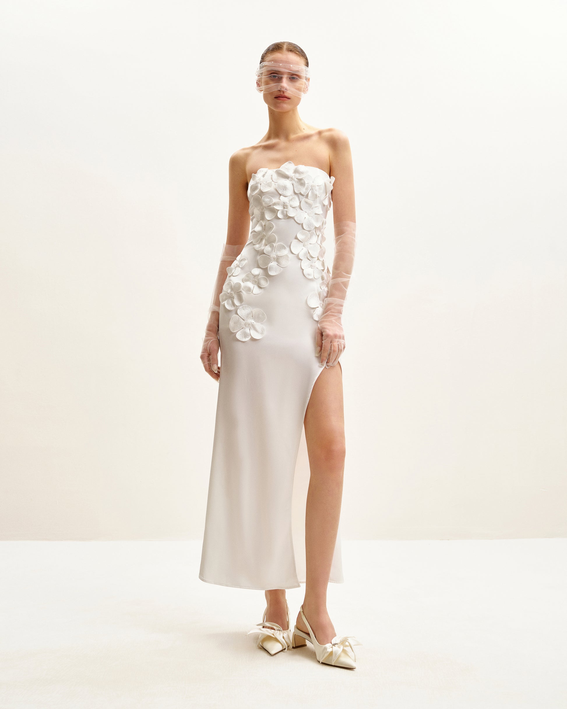 Floral Embroidered Long Dress - White - JW PEI UK Floral Embroidered Long Dress - White - JW PEI UK