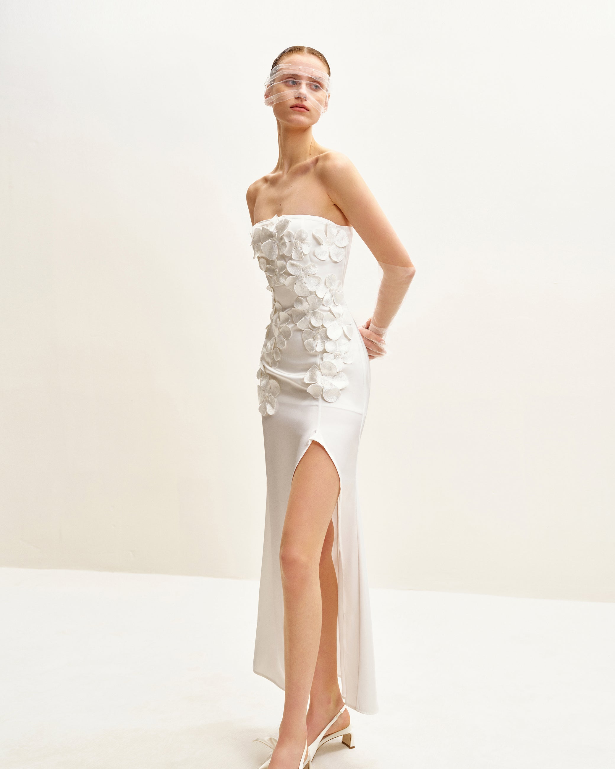 Floral Embroidered Long Dress - White - JW PEI UK Floral Embroidered Long Dress - White - JW PEI UK