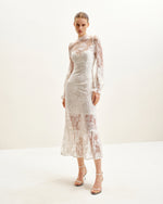 Elegant Lace Midi Dress - White
