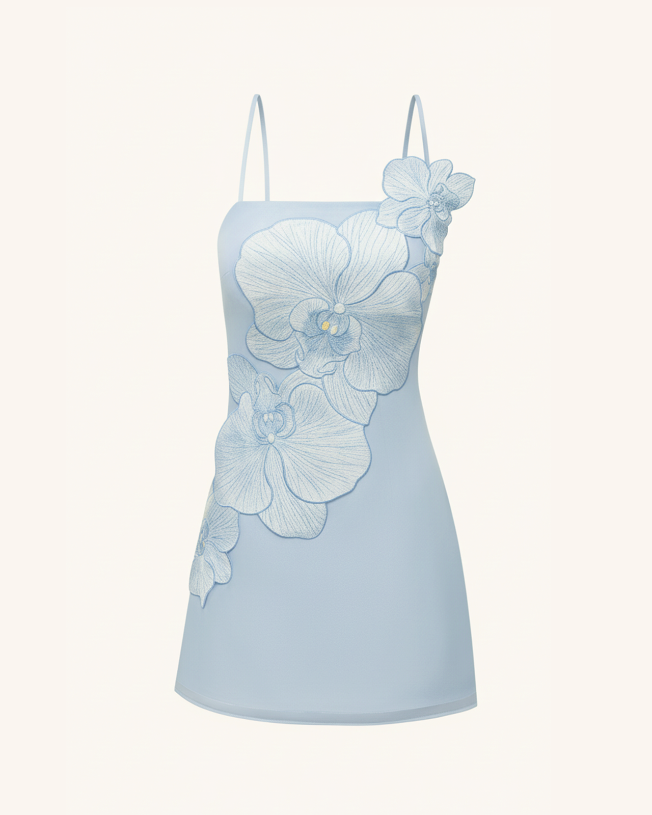 Orchid Appliqué Mini Dress - Blue
