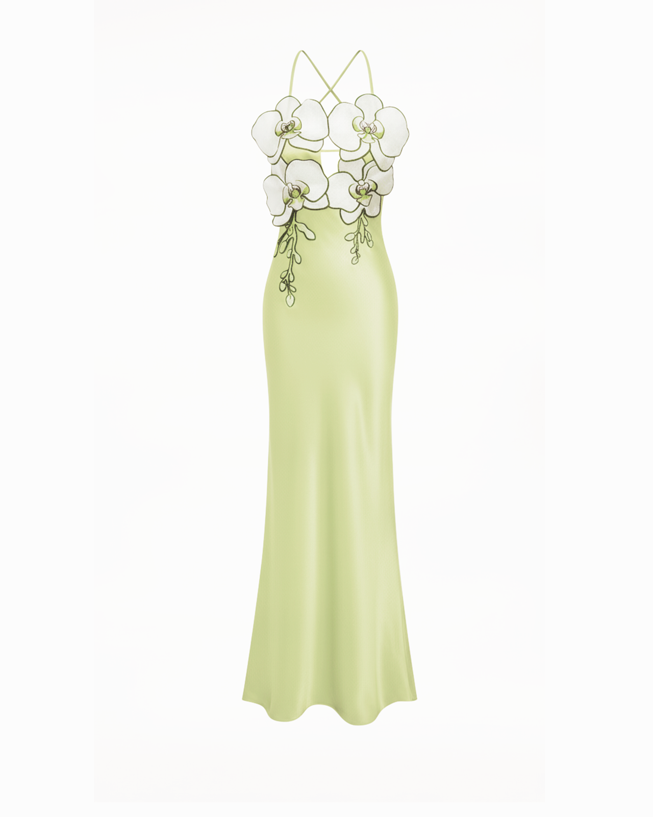 Orchid Embroidered Dress - Light Green/Ivory
