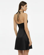 Orchid Embroidered Halter Mini Dress - Black