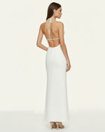 Orchid Appliqué Halter Maxi Dress - White