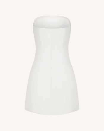 Orchid Appliqué Strapless Dress - White