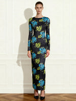 Zoe Vibrant Floral Long Sleeve Gown - Multicolor