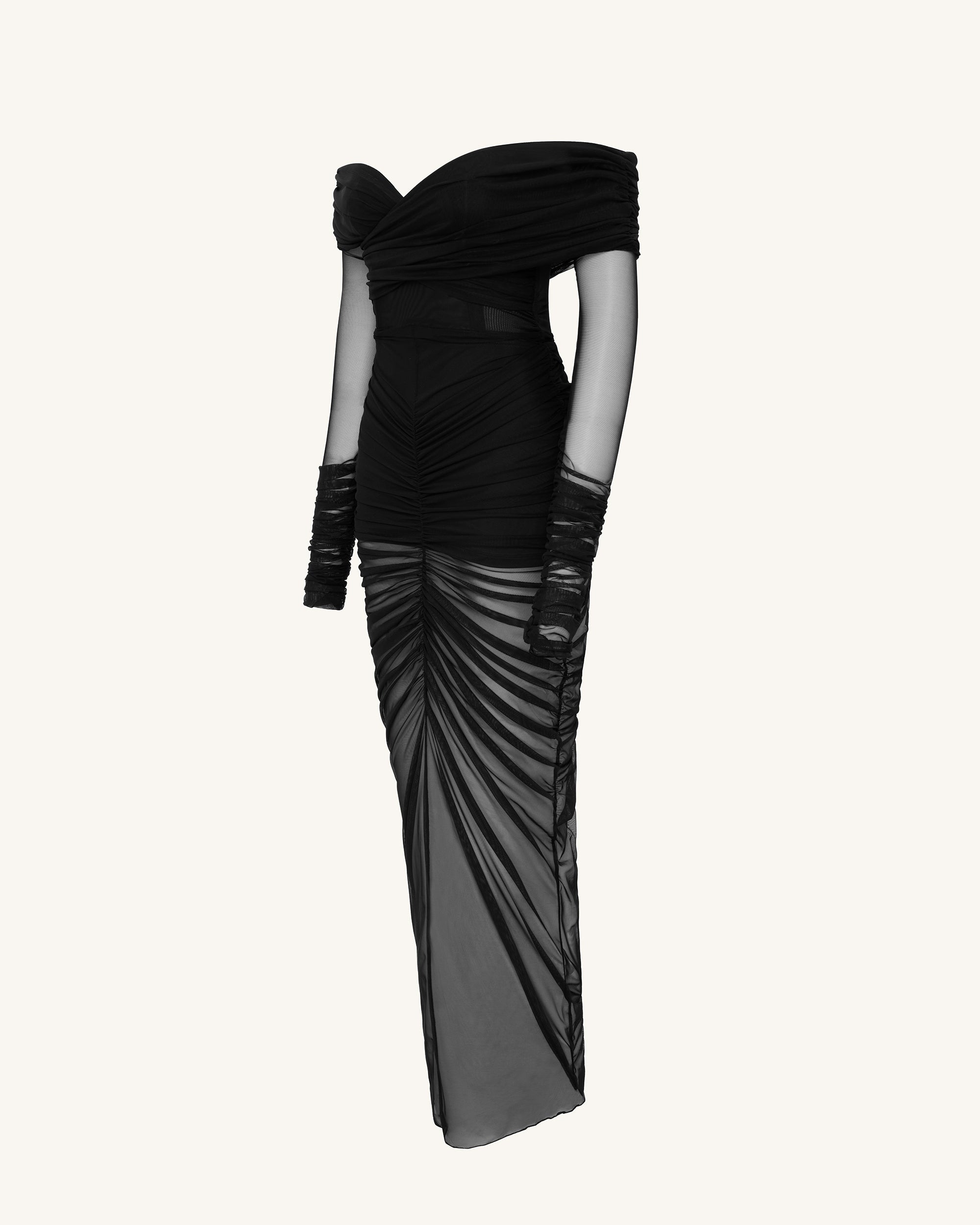 Emily Elegant Off-Shoulder Ruched Gown - Black 12 | UK Emily Elegant Off-Shoulder Ruched Gown - Black 12 | UK