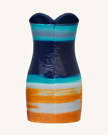 Olivia Metallic Heart Sequin Dress - Blue/Orange