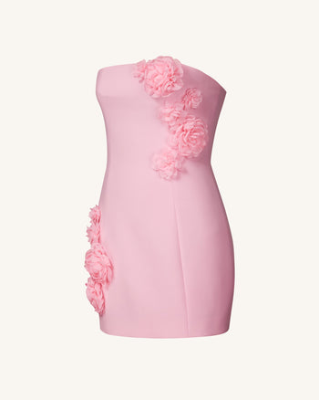 Blossoming Elegance Strapless Dress - Pink