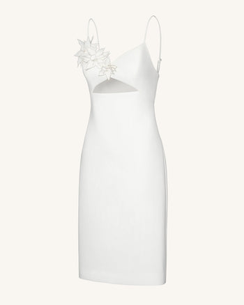 Bloom-Cut Contour Dress - White