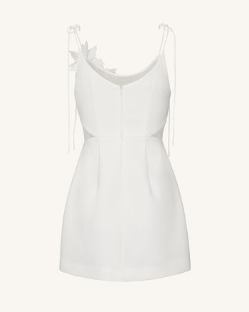 Floral Vine Tie Dress - White