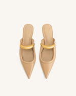 Helena  Pierced Mules - Khaki