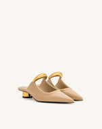 Helena  Pierced Mules - Khaki
