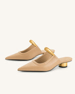 Helena  Pierced Mules - Khaki