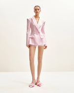Lily Satin Double-Breasted Blazer Suit  - Pink