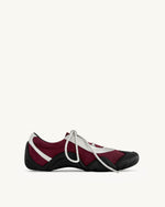 Caitlin Faux Suede Lace-up Ballerina Sneakers - Burgundy & Light Grey