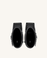 Emilia Western Buckled Leather Stiletto Boots - Black