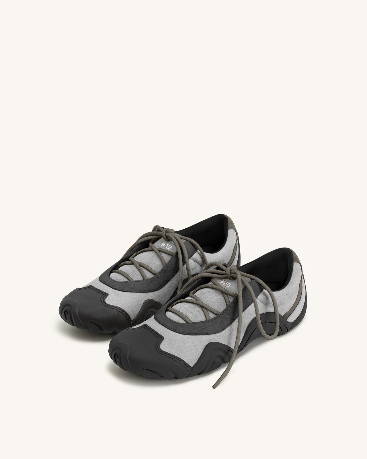 Caitlin Faux Suede Lace-up Ballerina Sneakers - Grey Mix