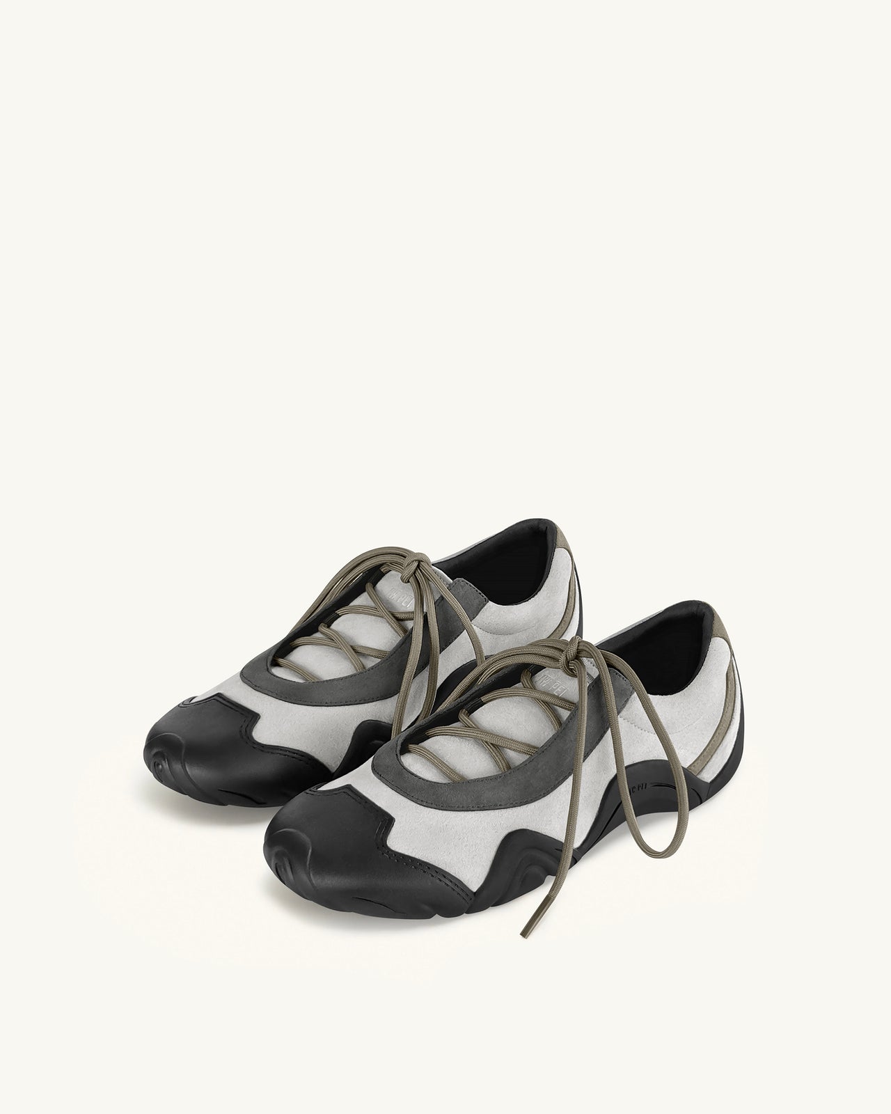 Caitlin Faux Suede Lace-up Ballerina Sneakers - Grey Mix
