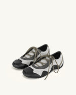 Caitlin Faux Suede Lace-up Ballerina Sneakers - Grey Mix