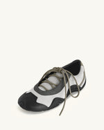 Caitlin Faux Suede Lace-up Ballerina Sneakers - Grey Mix