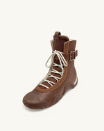 Caitlin Lace-up High-top Boots - Chestnut Brown
