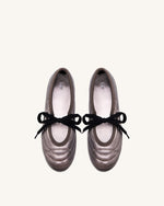 Erika Topstitching Lace-up Ballet Flats - Dark Brown