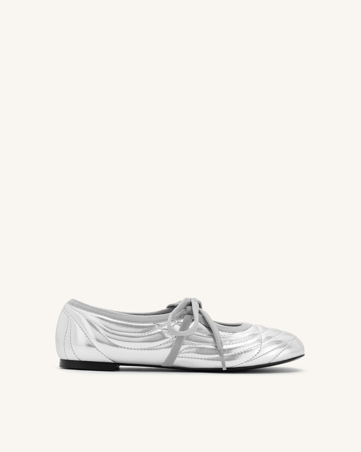 Erika Topstitching lace up ballet Flats