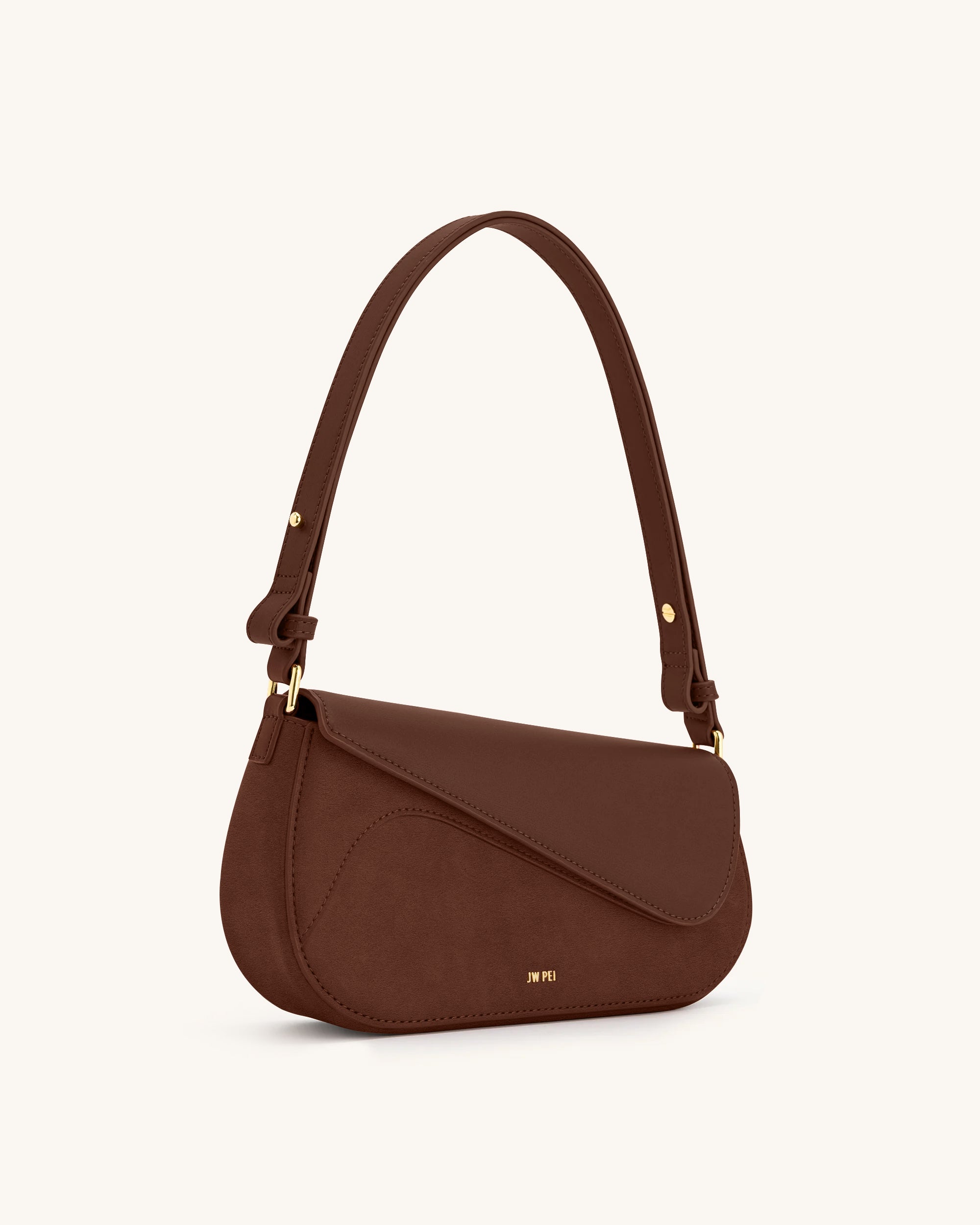 Addisyn Faux Suede Panel Shoulder Bag - Mocha Brown - JW PEI UK