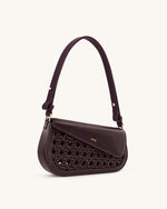 Addisyn Cutout Woven Shoulder Bag - Burgundy