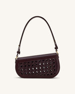 Addisyn Cutout Woven Shoulder Bag - Burgundy