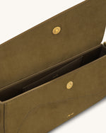 Addisyn Faux Suede Panel Shoulder Bag - Olive
