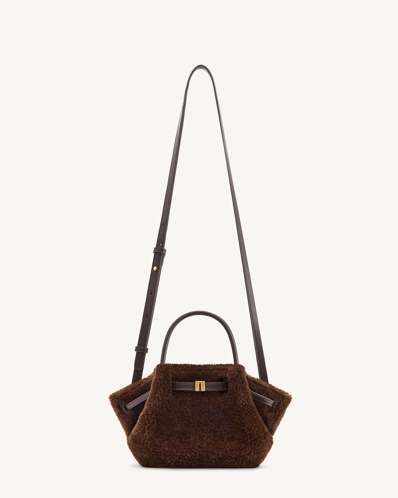 Hana Mini Faux Fur Tote Bag - Dark Brown