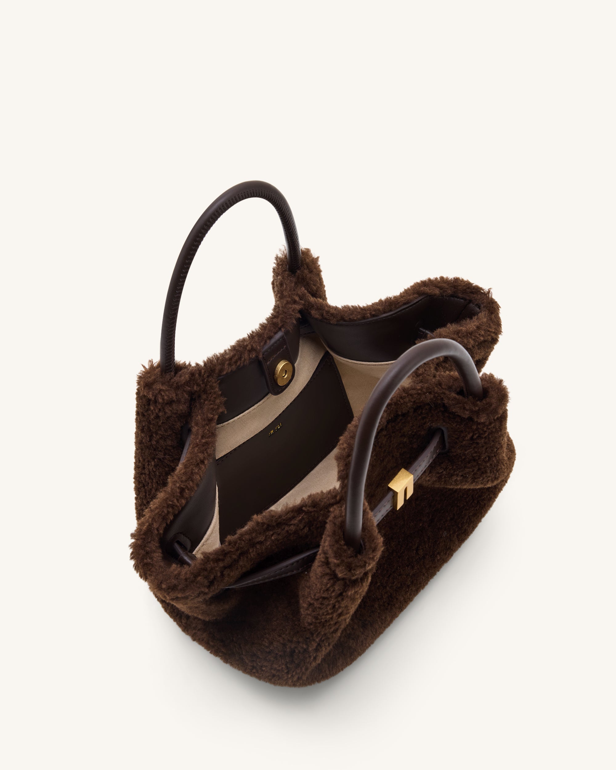 Hana Mini Faux Fur Tote Bag - Dark Brown - JW PEI UK