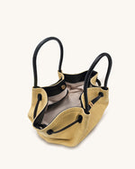 Hana  Medium Faux Straw Tote Bag - Brown Straw